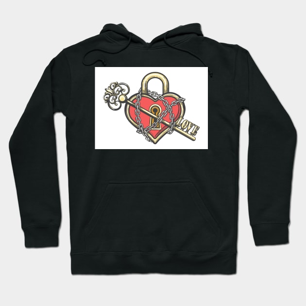 Heart Shaped Lock with a Key Hoodie by devaleta